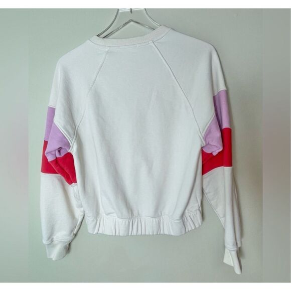 Evereve Ava Colorblock Cream Pink Red Sweatshirt Size Small - Picture 6 of 7